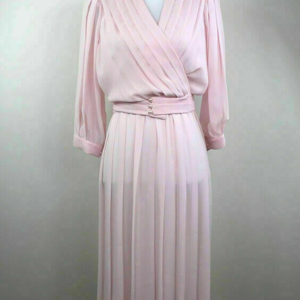 Liz Petites Inc Vintage Wrap Dress Pleated 6